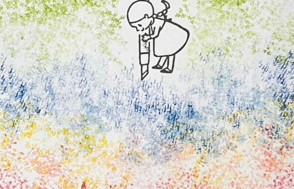 水彩画のようなキリンゴさんのスタンプ作品