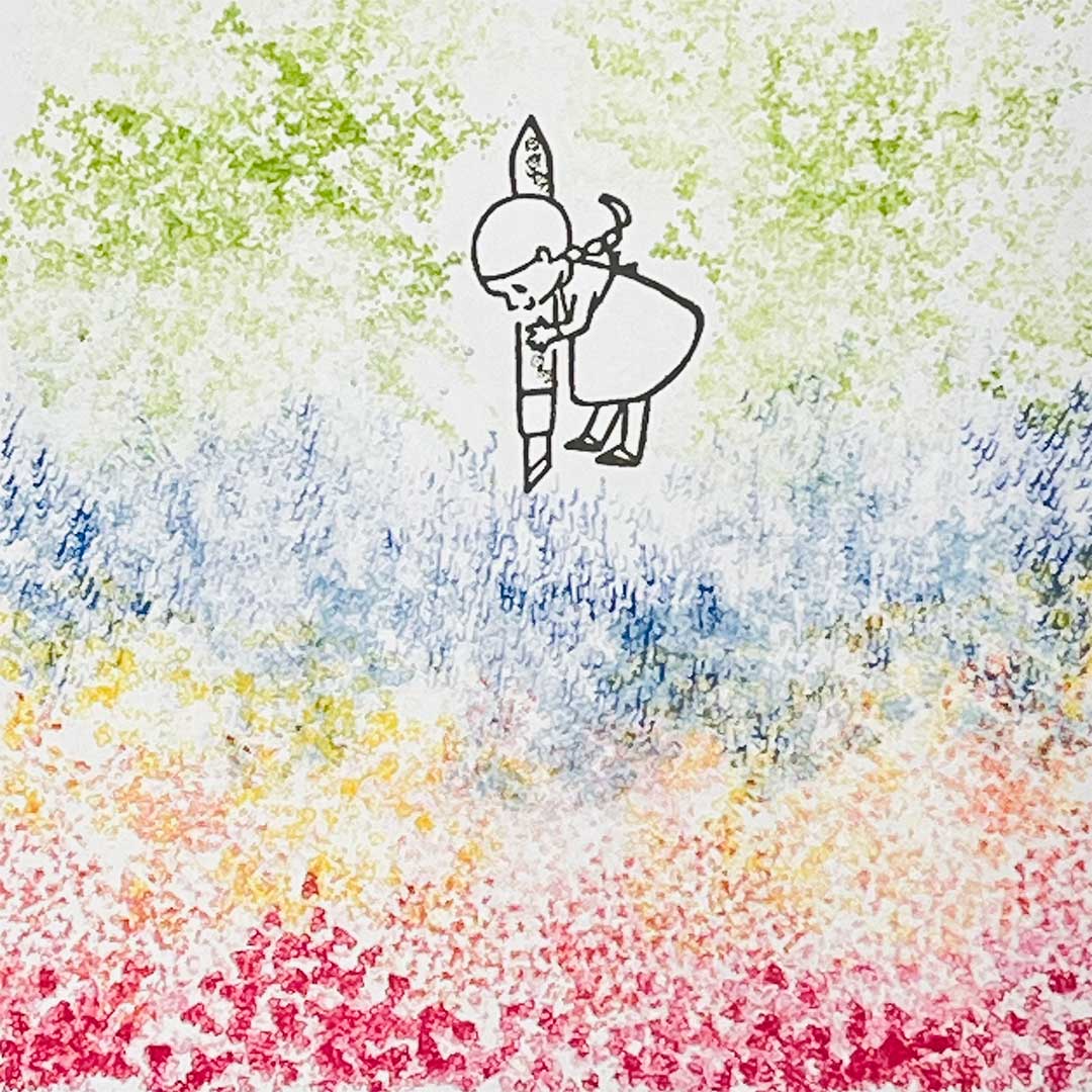 水彩画のようなキリンゴさんのスタンプ作品