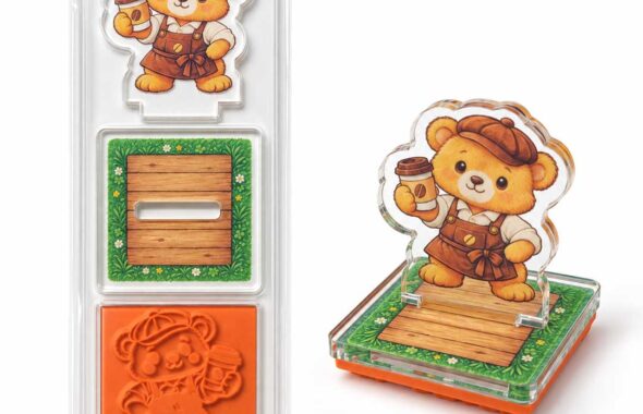 試作中のアクリルスタンドとスタンプを組み合わせた商品のイメージ